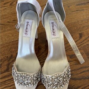 Women's White Satin Heels